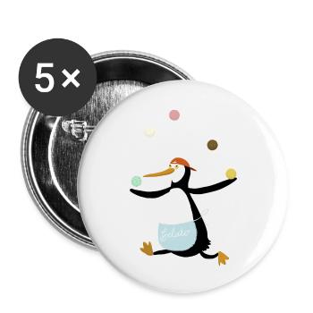Pinguin jongliert Eis - Buttons klein 25 mm (5er Pack) - Weiß - Vorne