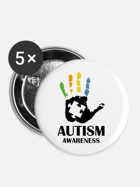 Bewusstsein für Autismus - Buttons klein 25 mm (5er Pack) - Weiß