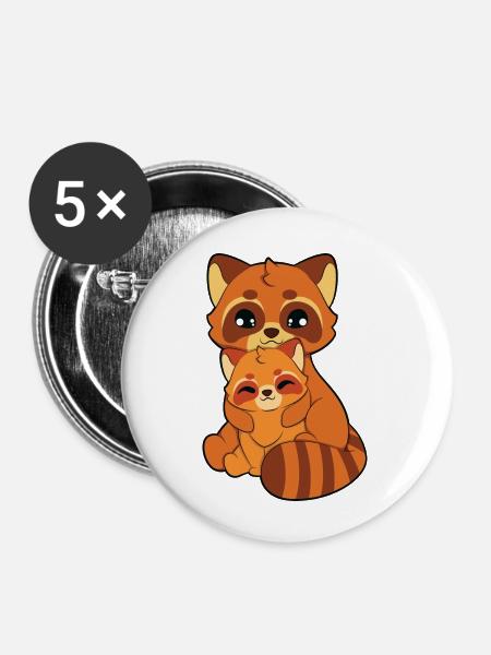 Roter Panda Umarmen - Buttons klein 25 mm (5er Pack) - Weiß