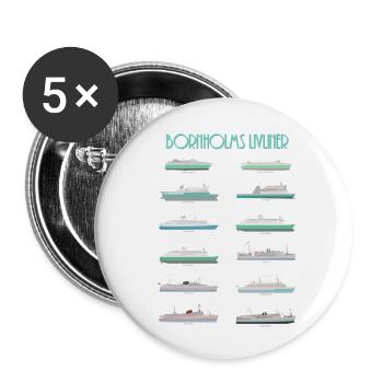 Bornholm Fähren - Buttons klein 25 mm (5er Pack) - Weiß - Vorne