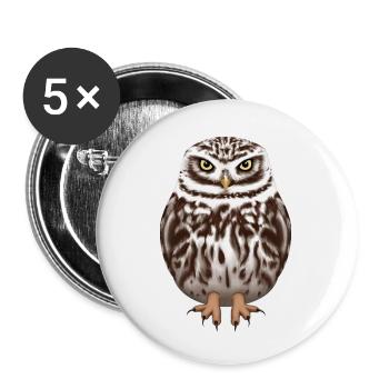 Steinkauz Eule - Buttons klein 25 mm (5er Pack) - Weiß - Vorne