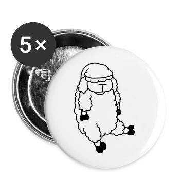Schlaf Schaf Schlafmütze - Buttons klein 25 mm (5er Pack) - Weiß - Vorne