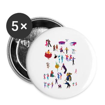 Tanzen - Buttons klein 25 mm (5er Pack) - Weiß - Vorne