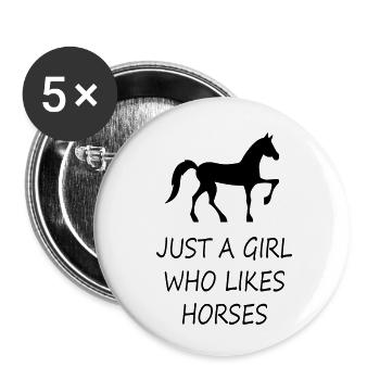 JUST A GIRL WHO LIKES HORSES - Buttons klein 25 mm (5er Pack) - Weiß - Vorne