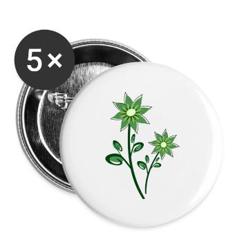 green flowers abstract - Buttons small 1''/25 mm (5-pack) - white - Front