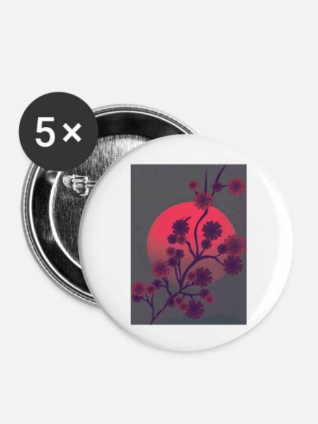 Kirschblüten im Blutmond - Buttons klein 25 mm (5er Pack) - Weiß