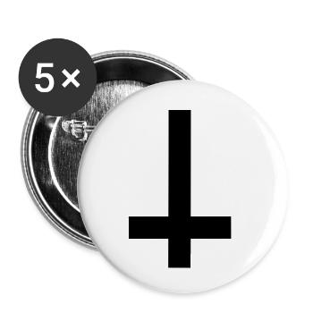 umgedrehtes schwarzes Kreuz - gothic Motiv düster - Buttons klein 25 mm (5er Pack) - Weiß - Vorne