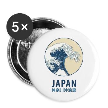 Kanagawa, Japan - Buttons klein 25 mm (5er Pack) - Weiß - Vorne