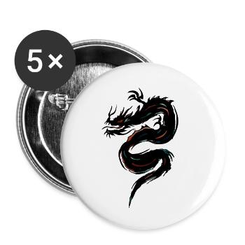 Stammesdrache - Buttons klein 25 mm (5er Pack) - Weiß - Vorne