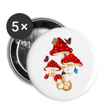 butterfly mushroom - Buttons small 1''/25 mm (5-pack) - white - Front