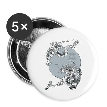 Dragon japonais - Lot de 5 petits badges (25 mm) - blanc - Devant