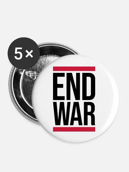 End War Stop - Buttons klein 25 mm (5er Pack) - Weiß