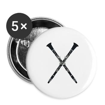 Clarinets Forming an X - Buttons small 1''/25 mm (5-pack) - white - Front