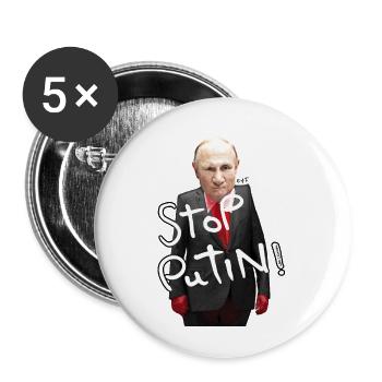 Stop Putin Protest Motif - Buttons small 1''/25 mm (5-pack) - white - Front