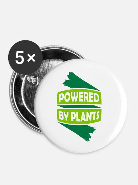 Powered by plants - Buttons klein 25 mm (5er Pack) - Weiß