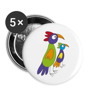 Die lustigen Papageien... - Buttons klein 25 mm (5er Pack) - Weiß - Vorne
