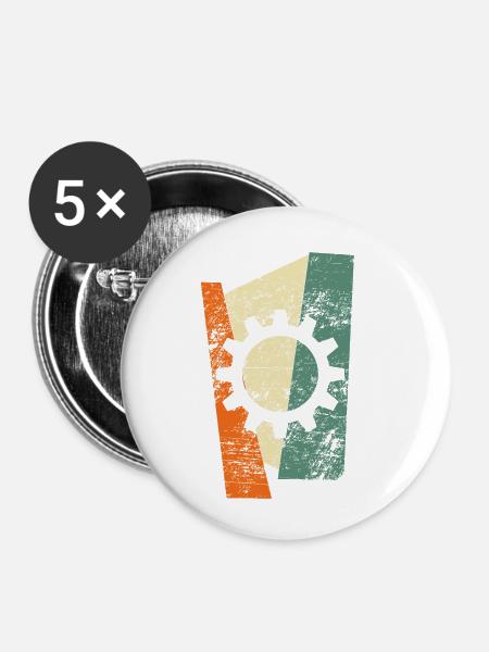 zahnrad - Buttons klein 25 mm (5er Pack) - Weiß