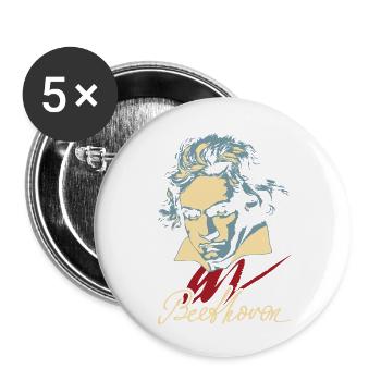 Beethoven (dark) - Buttons small 1''/25 mm (5-pack) - white - Front