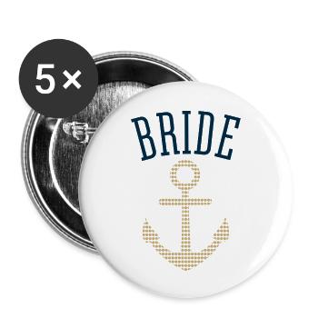 Chemise de mariée | Ancre - Lot de 5 petits badges (25 mm) - blanc - Devant