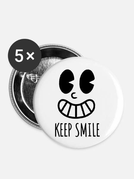 Lächeln Sie weiter - Buttons klein 25 mm (5er Pack) - Weiß