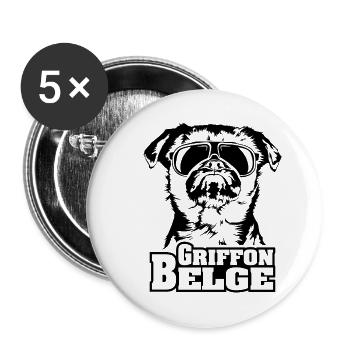 GRIFFON BELGE cool sunglasses dogs dog - Buttons small 1''/25 mm (5-pack) - white - Front