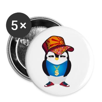 pingouin mignon comme un hip-hopper dans une tenue cool - Lot de 5 petits badges (25 mm) - blanc - Devant