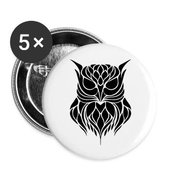 Eule Logo OWL - Buttons klein 25 mm (5er Pack) - Weiß - Vorne