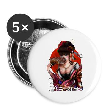 Geisha - Buttons klein 25 mm (5er Pack) - Weiß - Vorne