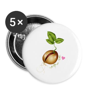 keimendes Samenkorn - Gärtnern mit Liebe - Buttons klein 25 mm (5er Pack) - Weiß - Vorne