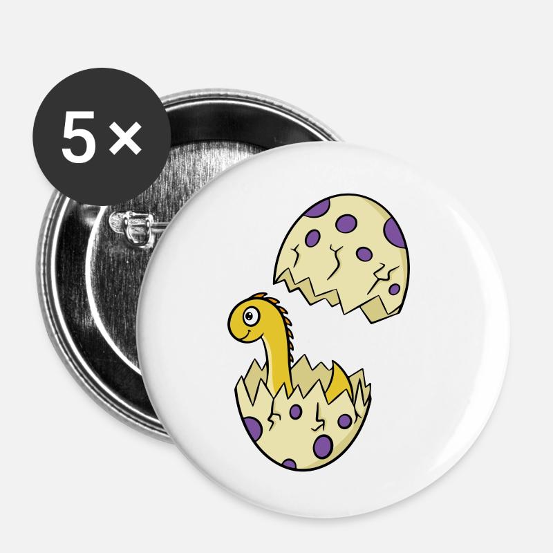 dino enfantino B - Buttons small 1''/25 mm (5-pack) - white