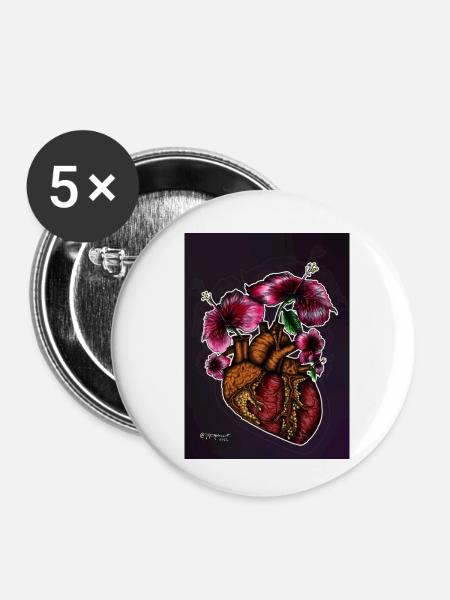 CDRAZON BLUME - Buttons klein 25 mm (5er Pack) - Weiß