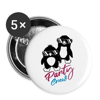 Penguin Friends Party Crew - Lot de 5 petits badges (25 mm) - blanc - Devant