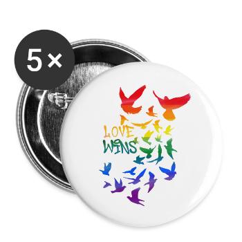 love wins , deaf, deaf, graffit, rainbow - Buttons small 1''/25 mm (5-pack) - white - Front