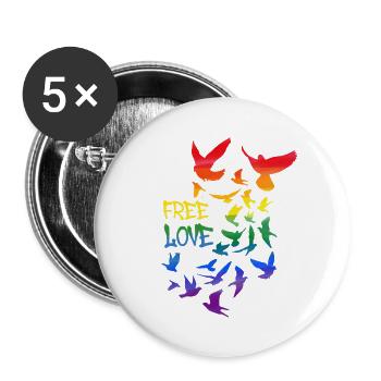 free love ,deaf ,deaf,graffiti,rainbow,LGBT - Buttons small 1''/25 mm (5-pack) - white - Front