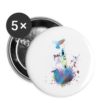 chat, coloré, aquarelle, peinture, graffiti, sourd, oiseau - Lot de 5 petits badges (25 mm) - blanc - Devant