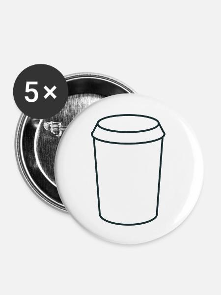 Einfache Kaffeetasse - Buttons klein 25 mm (5er Pack) - Weiß