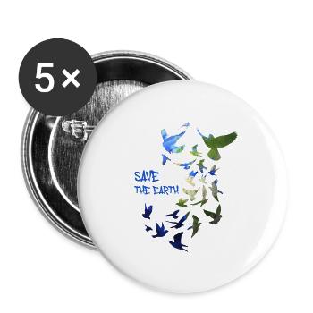 save the earth ,earth ,tauben, taube, vögel,erde - Buttons small 1''/25 mm (5-pack) - white - Front