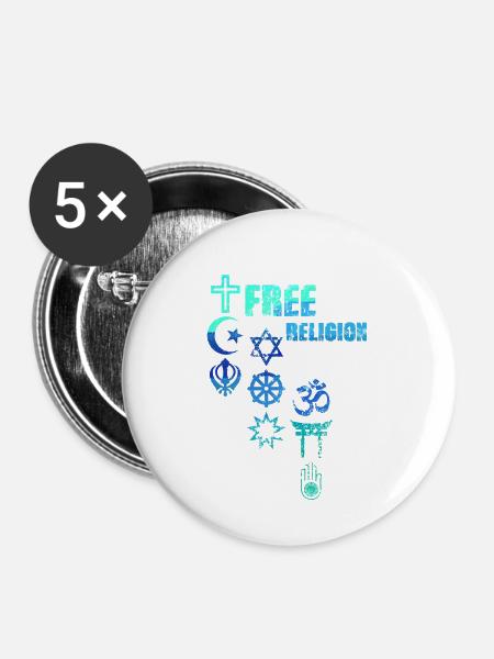 free religion,symbole,religion,kreuz,bunt - Buttons klein 25 mm (5er Pack) - Weiß