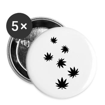 Hemp Leaf Icon - Buttons small 1''/25 mm (5-pack) - white - Front
