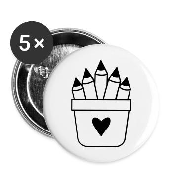 cute love crayons - Buttons small 1''/25 mm (5-pack) - white - Front