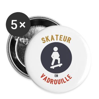 Skateboarder in Mop - Buttons small 1''/25 mm (5-pack) - white - Front