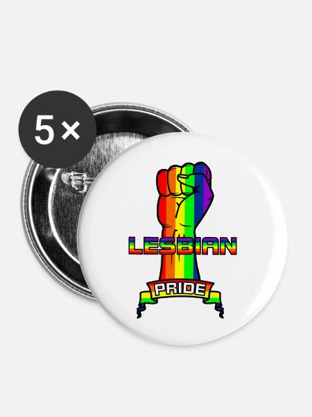 Regenbogenlesben stolz - Buttons klein 25 mm (5er Pack) - Weiß