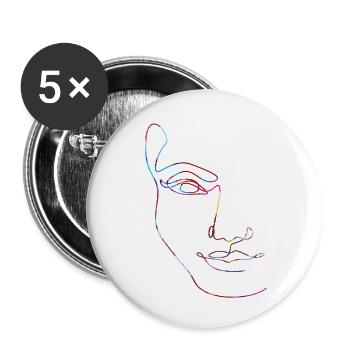 Dessin au trait silhouette féminine Visages féminins visage - Lot de 5 petits badges (25 mm) - blanc - Devant