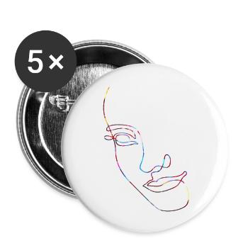Dessin au trait silhouette féminine Visages féminins visage - Lot de 5 petits badges (25 mm) - blanc - Devant
