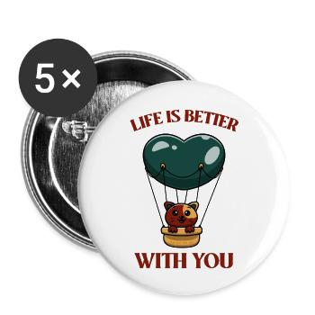 Hot Air Balloon Cat - Buttons small 1''/25 mm (5-pack) - white - Front