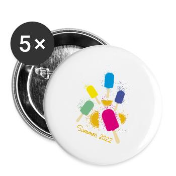 sommer 2022, wassereis, bunt,eis,sommer,buntes eis - Buttons klein 25 mm (5er Pack) - Weiß - Vorne
