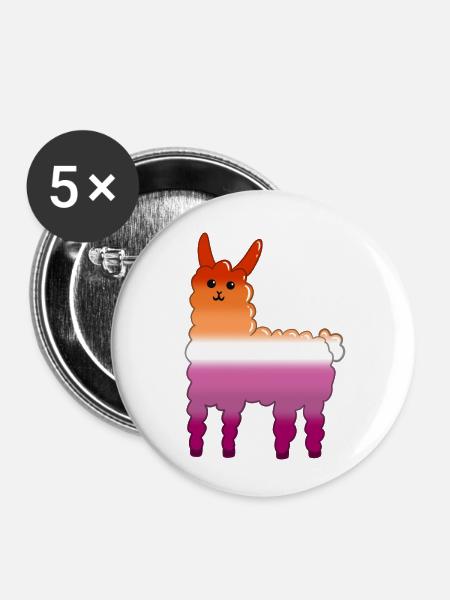 Lama Lesbe - Buttons klein 25 mm (5er Pack) - Weiß