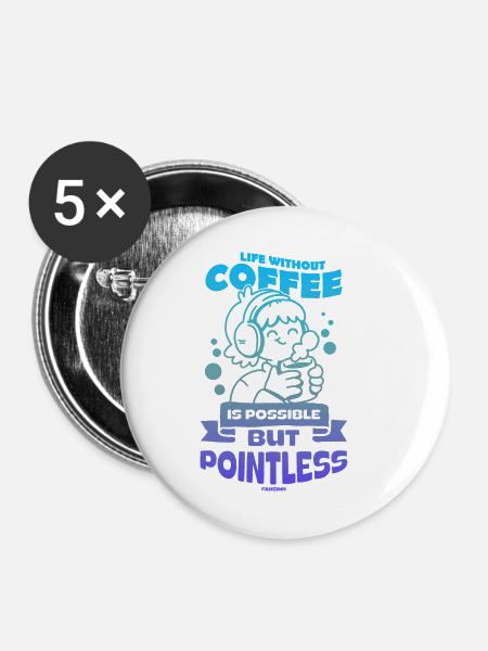 Kaffee - Buttons klein 25 mm (5er Pack) - Weiß