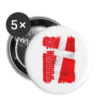 Drapeau du Danemark - Lot de 5 petits badges (25 mm) - blanc - Devant
