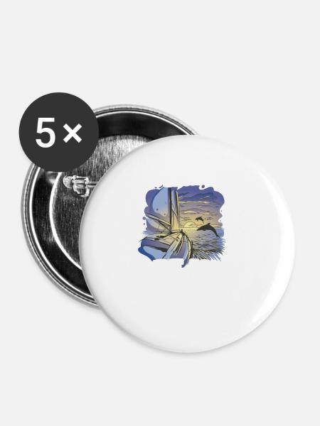 Delfin Delfinschule Säugetier Meer Delfinarium - Buttons klein 25 mm (5er Pack) - Weiß